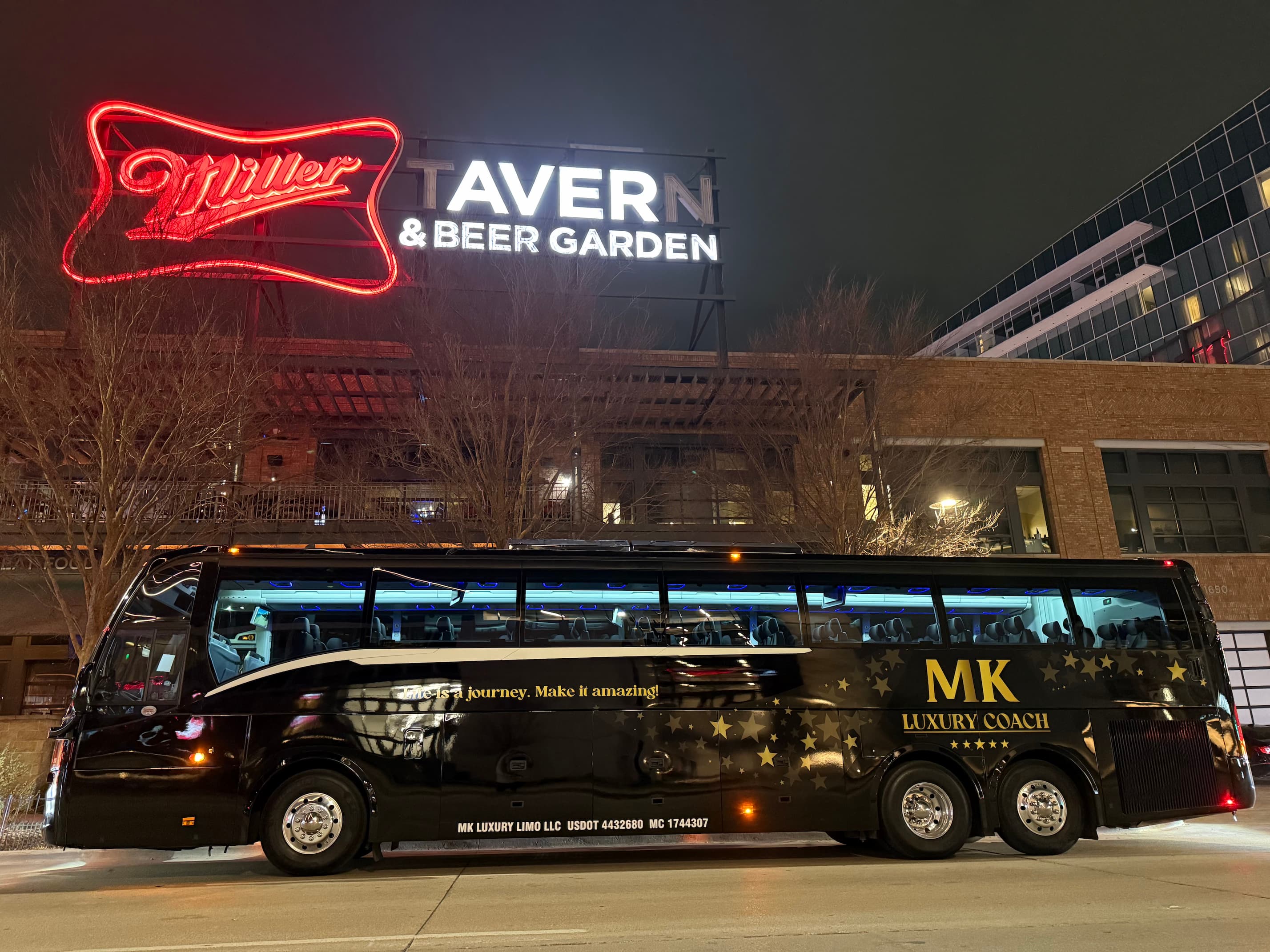MK Luxury Coach corporate charter — executive group transportation Dallas