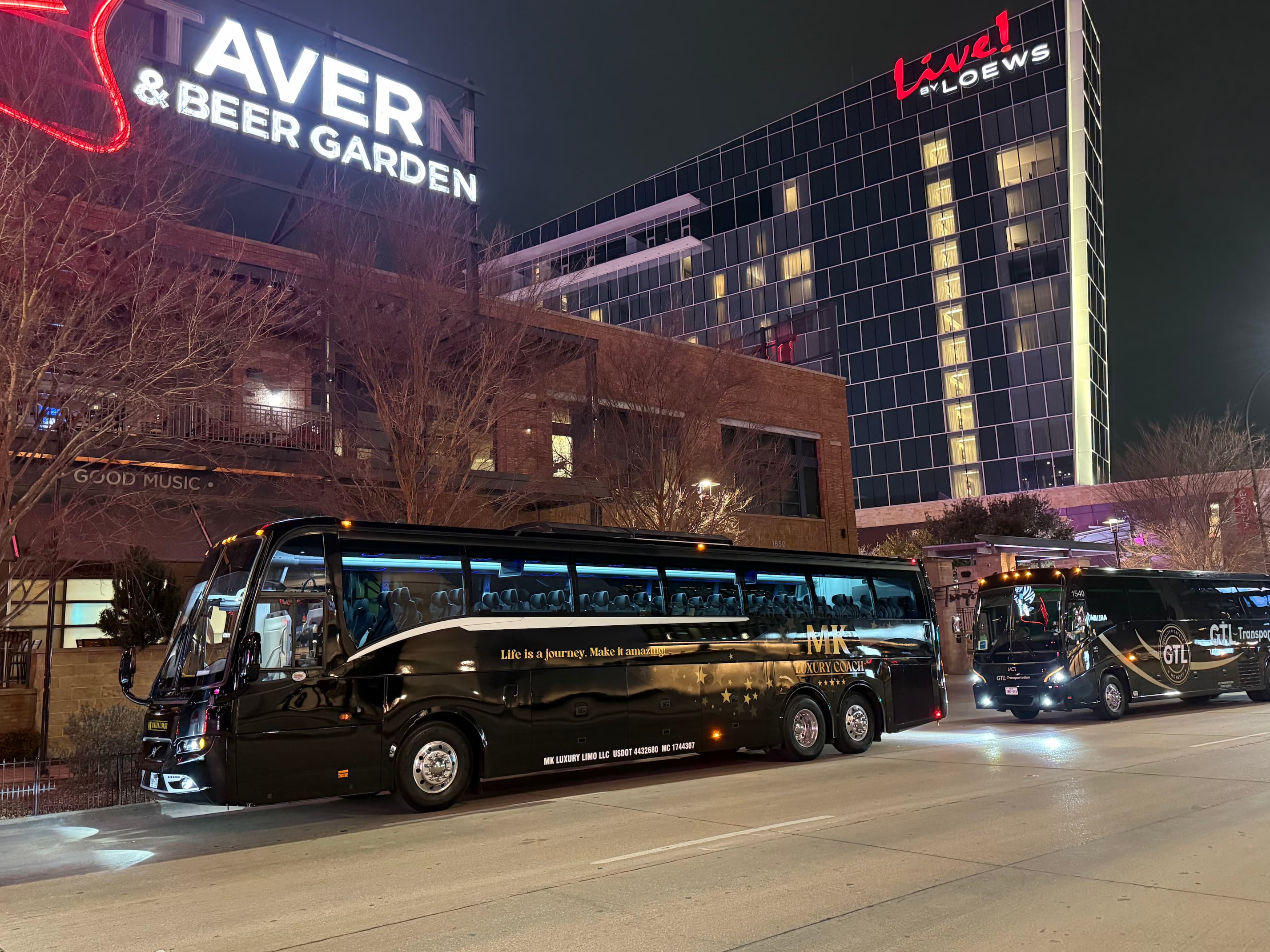 MK Luxury Coach motor coach side view — comfortable premium group travel