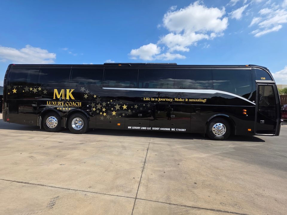 MK Luxury Coach motor coach exterior — Dallas-Fort Worth charter coach